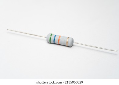 Close up of resistor isolated on white background. A resistor on the white