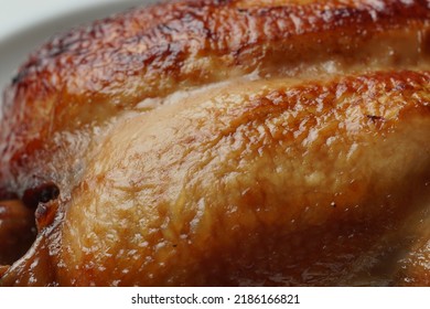 Close Up Of Roasted Chicken Skin Detailed Texture 