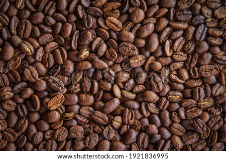 Close up of roasted coffee beans background