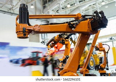 Close Up Of Robotic Arm For Palletizing.