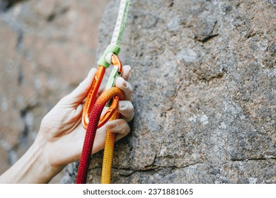 Close up rock climber