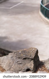 Close Up Of Rock And Paved Walking Path 