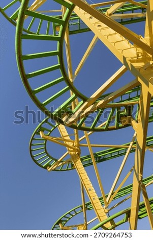 Close up of roller coaster tracks