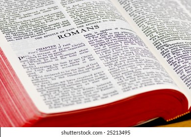 Close Up Of Romans Bible Page