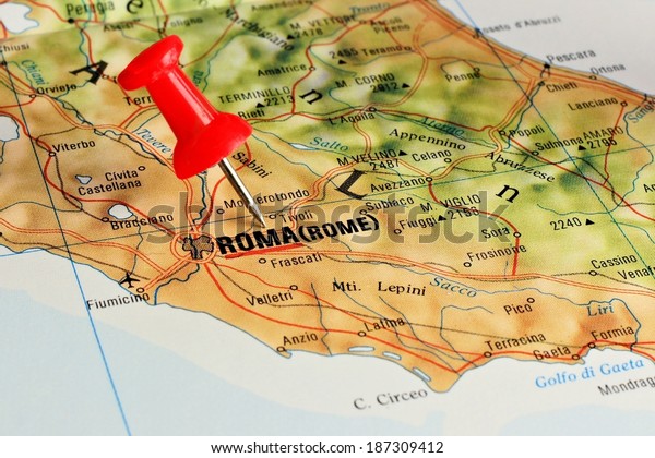 Close Rome On Map Red Pin Stock Photo 187309412 | Shutterstock