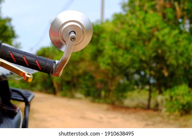 Close Up Round Motorcycle Side Mirror