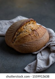 Close Up Of A Round  Sour Dough Loaf