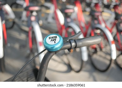 close up of Row of bicycles selective focus ,