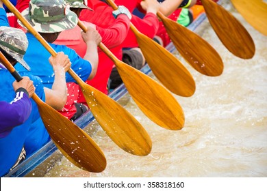 Close Up Of Rowing Team Race