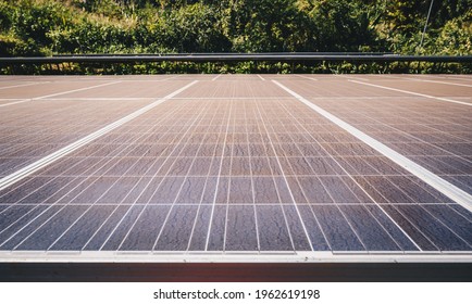 Close Up Of A Rows Of Solar Cell In Solar Power Station. Solar Panel Is An Electrical Device That Converts The Energy Of Light Into Electricity By The Photovoltaic Effect.