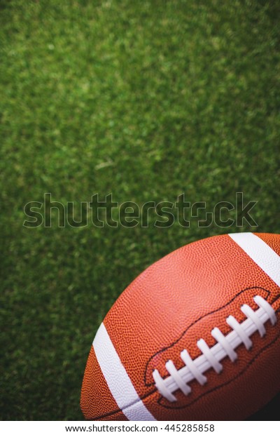 草の野原の背景にアメリカンフットボールのボール サッカーボールの3dイラスト のイラスト素材 Shutterstock