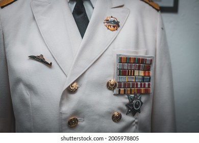 Close Up Of Russian Soviet Cold War Soldier Uniform During Missile Crisis