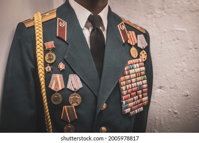 Close Up Of Russian Soviet Cold War Soldier Uniform During Missile Crisis