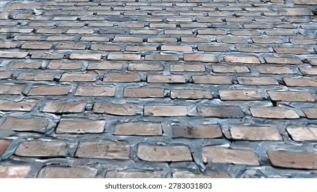 Close up rustic brick wall texture with repeating masonry pattern ideal for architecture backgrounds and construction design.