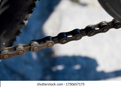 Close Up Of A Rusty Bike Chain