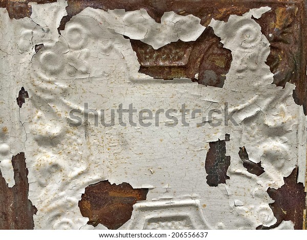 Close Rusty Tin Ceiling Tile Peeling Stock Photo Edit Now 206556637