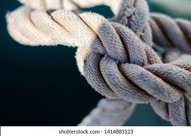 Close Up Of Sailing Boat Knot Rope.