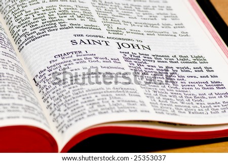 Close up of Saint John bible page