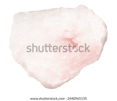 close up of sample of natural stone from geological collection - unpolished pink aragonite mineral isolated on white background