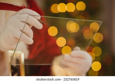 Close Up Of Santa Writing List On The Glass At Home In The Living Room