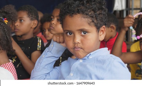 Close Up Of School Children In Classromm Of Sunday School At Addis Abeba. 01st Febr.2020