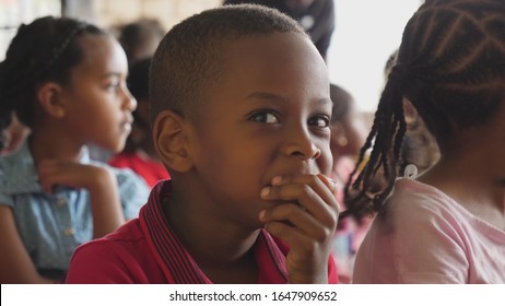 Close Up Of School Children In Classromm Of Sunday School At Addis Abeba. 01st Febr.2020