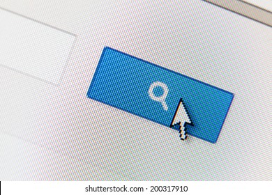 Close up of search button. Concept of popularity of search engines