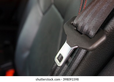 close up seat belt in modern car