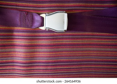 Close Up Seat Belt On Airplane