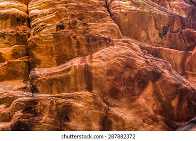 Close Up Of Sedimentary Cliff Side In Zion National Park