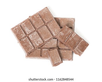 Close Up Of Segment Chocolate Bar Isolated On White Background