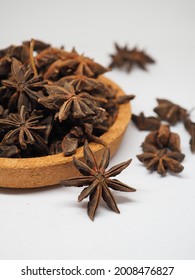 Close Up And Selective Focus Kembang Lawang Or Illicium Verum A Medium-sized Evergreen Tree Native To Northeast Vietnam And Southwest China. A Spice Commonly Called Star Anise, Staranise, Star Anise 