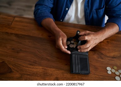 Close Up Of Senior Man Holding Wallet And Counting Money 