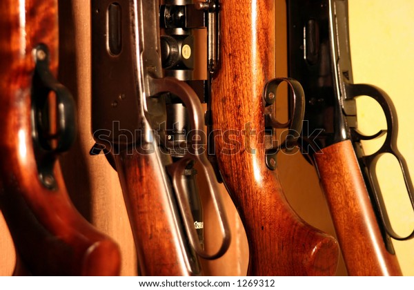 Close Several Rifles Inside Weapons Cabinet Stock Photo Edit Now