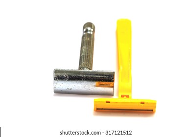 close up shaving razor on white background - Shutterstock ID 317121512