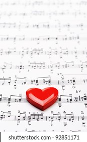 Close Up Of Sheet Music With Heart