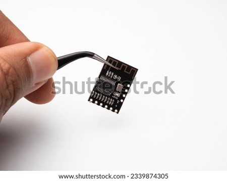 Close up shoot of wireless audio circuit on a white isolated background