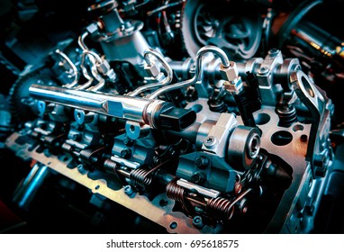 Close up shot of car engine