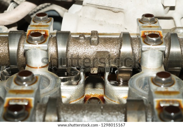 Close up shot of car engine with motor oil.\
Automobile accessories\
concept