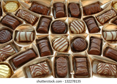 Close Up Shot Of Chocolates In Box