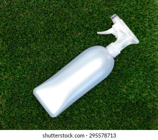 A Close Up Shot Of Cleaning Products On Artificial Grass