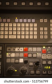 Close up shot of a control panel with many buttons.