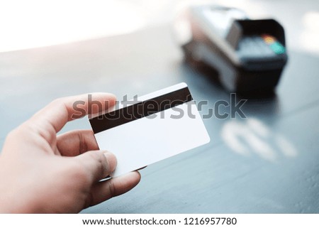 close up shot Credit card  payment, buy and sell products & service and using  shopping.