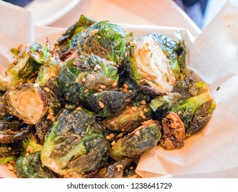 Close Up Shot Of Deep Fried Brussel Sprouts, Ate At Los Angeles