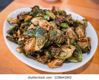 Close Up Shot Of Deep Fried Brussel Sprouts, Ate At Los Angeles