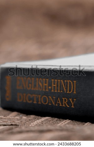 Close shot of Dictionary  Book , Dictionary English to Hindi , 