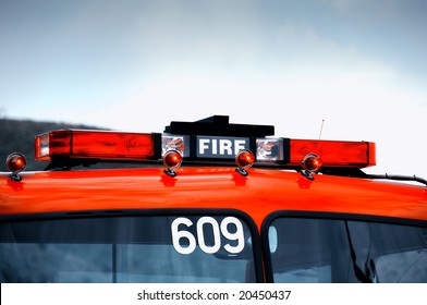 A Close Up Shot Of A Fire Engine Lights