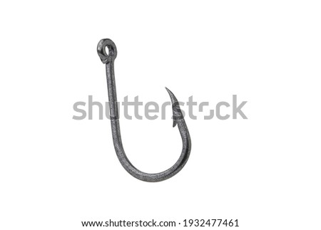 close up shot of fish hook isolated on white background with Clipping Path