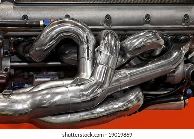 Close Up Shot Of Formula One Exhaust System