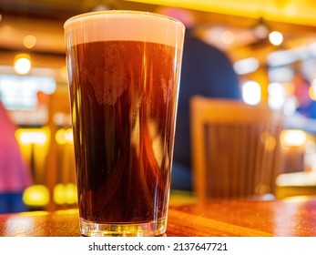 Close Up Shot Of A Glass Of Dark Lager Beer At Oklahoma